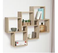 IDMarket - Etagère Murale Double Position Lucas Bois façon hêtre