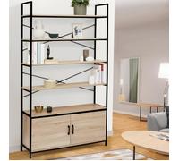 IDMARKET Etagère XL 5 niveaux avec placard DETROIT design industriel 170 CM