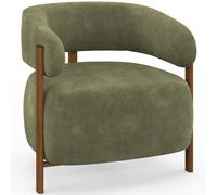 IDMarket - Fauteuil Albert Tissu Chenille Vert et Pieds Effet Noyer