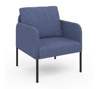 IDMarket - Fauteuil Auguste Tissu Bleu Pieds métal Noir