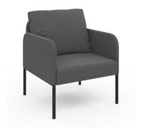 IDMarket - Fauteuil Auguste Tissu Gris Anthracite Pieds métal Noir