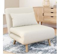 IDMARKET Fauteuil convertible ROMEO lit d'appoint 1 place 80x190 cm bouclette blanc