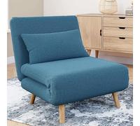 Idmarket Fauteuil Convertible Romeo Lit D'appoint 1 Place 80x190 Cm Tissu Bleu Canard Bleu