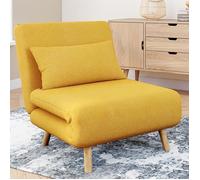 IDMARKET Fauteuil convertible ROMEO lit d'appoint 1 place 80x190 cm tissu jaune
