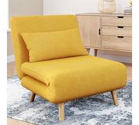 IDMarket Fauteuil convertible ROMEO lit d'appoint 1 place 80x190 cm tissu jaune