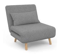 IDMarket Fauteuil convertible Romeo – lit d'appoint 1 place 80x190 cm – tissu gris clair