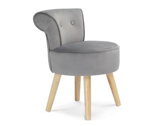 IDMarket - Fauteuil Crapaud en Velours Gris