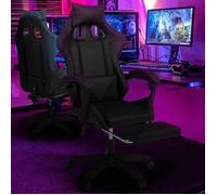IDMARKET Fauteuil de gaming ALEX réglable avec repose-pied, coussin de tête et coussin lombaire noir