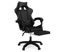 IDMarket Fauteuil de gaming Alex, réglable, repose-pied, coussin de tête et lombaire, Noir
