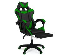 IDMarket Fauteuil de gaming Alex réglable avec repose-pied, coussin de tête et lombaire Noir/Vert