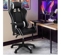 IDMARKET Fauteuil de gaming CARTER accoudoirs 2D pivotants, réglable hauteur noir et blanc