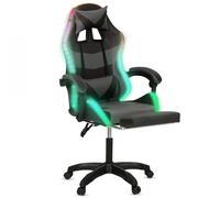 IDMarket Fauteuil de gaming LED LUC avec repose-pied, coussin de tête et support lombaire Noir/Gris