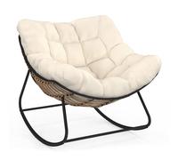 IDMarket - Fauteuil de Jardin à Bascule LOA Effet rotin avec Coussin écru