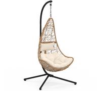 IDMarket - Fauteuil Demi-Lune Suspendu ajouré Effet rotin avec Coussin écru