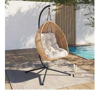 IDMarket – Fauteuil suspendu Lune ajouré effet rotin avec coussin écru