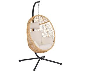 IDMarket - Fauteuil Oeuf Suspendu ajouré Effet rotin avec Coussin écru