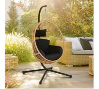 IDMarket - Fauteuil Oeuf Suspendu ajouré Effet rotin avec Coussin Gris