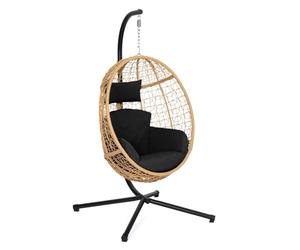 IDMarket - Fauteuil Oeuf Suspendu ajouré Effet rotin avec Coussin Noir