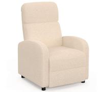 IDMarket - Fauteuil Relax Caleb en Tissu Bouclette Beige | Avec dossier inclinable et repose pieds