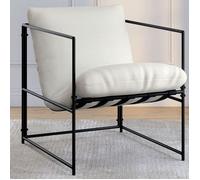 Fauteuil rembourré ULYSSE structure métal et coussin blanc