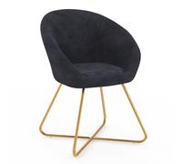 IDMarket - Fauteuil Rond Angelina Gris en Velours Pieds croisés dorés