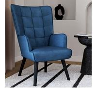 IDMarket - Fauteuil scandinave ANIA en Velours Bleu