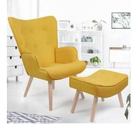 IDMarket - Fauteuil scandinave Ivar avec Repose Pieds Jaune