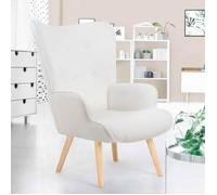 IDMARKET Fauteuil scandinave IVAR en tissu bouclette blanc