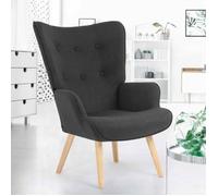 IDMARKET Fauteuil scandinave IVAR en tissu gris anthracite