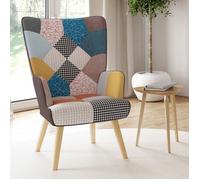 IDMARKET Fauteuil scandinave IVAR en tissu patchwork multicouleurs