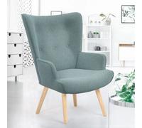 IDMarket - Fauteuil scandinave Ivar - Tissu vert eucalyptus