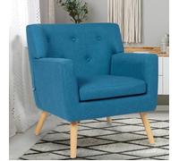 IDMARKET Fauteuil scandinave LIV en tissu bleu canard