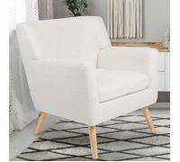 Fauteuil scandinave LIV en tissu bouclette blanc Blanc