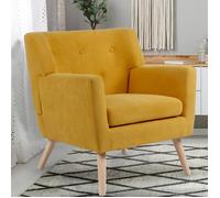 IDMARKET Fauteuil scandinave LIV en tissu jaune moutarde