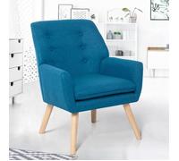 IDMARKET Fauteuil scandinave NAT en tissu bleu canard