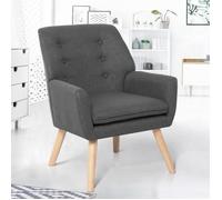 IDMarket – Fauteuil scandinave NAT en tissu gris anthracite