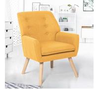 IDMARKET Fauteuil scandinave NAT en tissu jaune moutarde