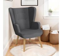 IDMarket Fauteuil scandinave Sven grand confort en tissu gris anthracite