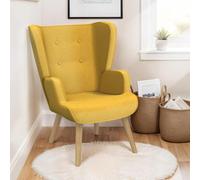 IDMarket Fauteuil scandinave Sven Grand Confort en Tissu Jaune