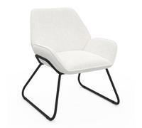 IDMarket - Fauteuil SIXTINE en Tissu Bouclette et Pieds métal Noirs