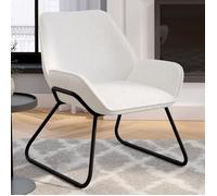 IDMarket - Fauteuil SIXTINE en Tissu Bouclette et Pieds métal Noirs