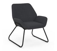 Fauteuil Sixtine En Tissu Gris Anthracite Et Pieds Métal Noirs