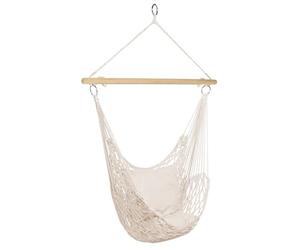 IDMarket - Fauteuil Suspendu bohème 2 Coussins écru Design macramé
