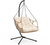 IDMarket - Fauteuil Suspendu Relax LOA ajouré Effet rotin avec Coussin écru