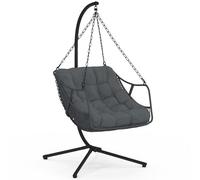 IDMarket - Fauteuil Suspendu Relax LOA ajouré Effet rotin Gris avec Coussin Gris