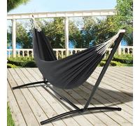 IDMarket – Hamac avec support métal et toile gris anthracite