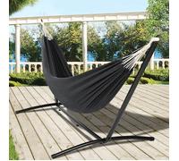 IDMarket - Hamac avec Support métal et Toile Gris Anthracite