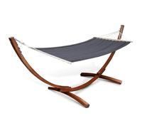 IDMarket - Hamac XL avec Support Bois et Toile Gris Anthracite
