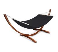 IDMarket - Hamac XL avec Support Bois et Toile Noire