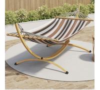 IDMarket - Hamac XL avec Support métal Effet Bois et Toile rayée Noire, Blanche et Chocolat
